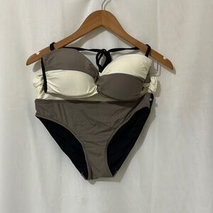 La Vie en Rose Two Tone Tie Neck Two Piece Swimsuit